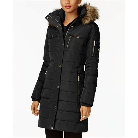 michael kors faux fur trim down puffer coat